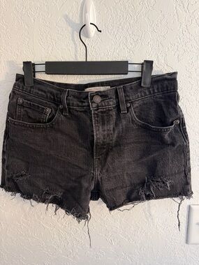 Levi's Black Distressed Cutoff Denim Shorts